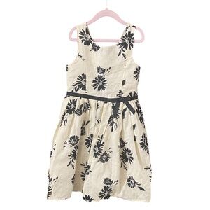 Pink & Violet Floral Print Kids Dress - Cream and Black Size 6x